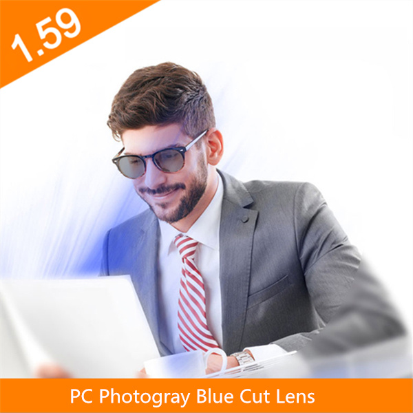 High quality 1.59 Polycarbonate Photogray Blue Cut  HMC optical eye lens